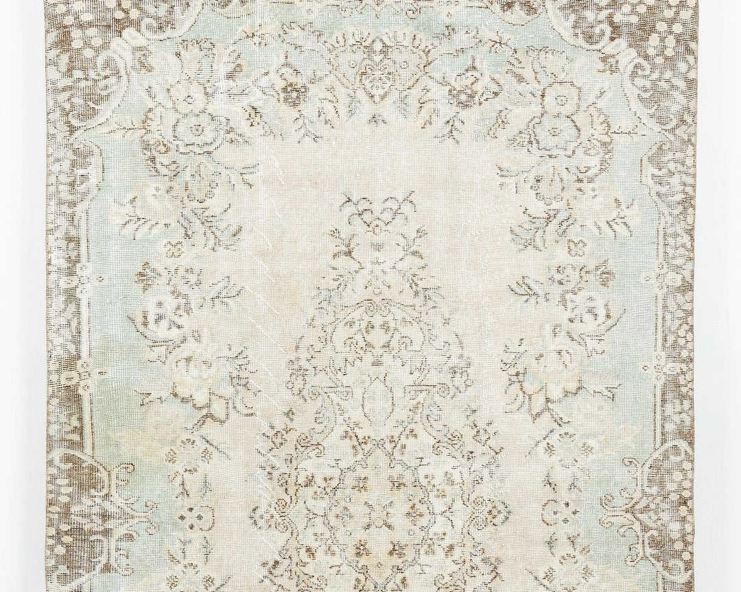 Beige Turkish Oushak Rug 5' 2" x 9' 2" Hand-Knotted | No. VR32459