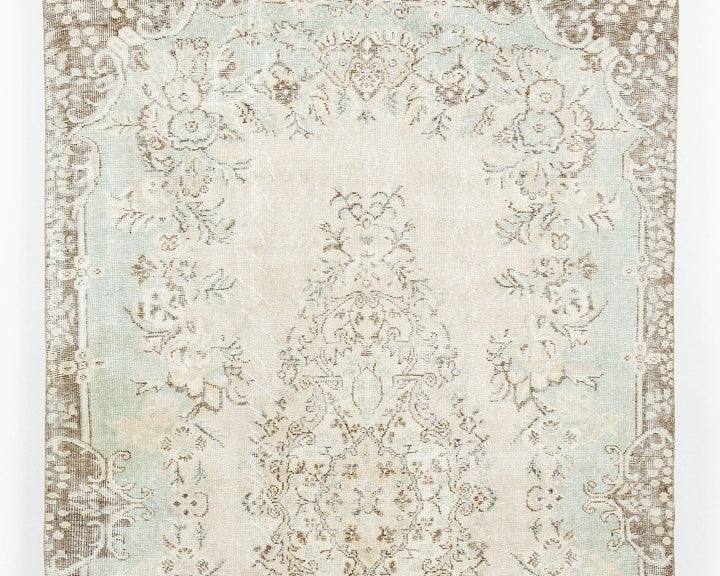 Beige Turkish Oushak Rug 5' 2" x 9' 2" Hand-Knotted | No. VR32459