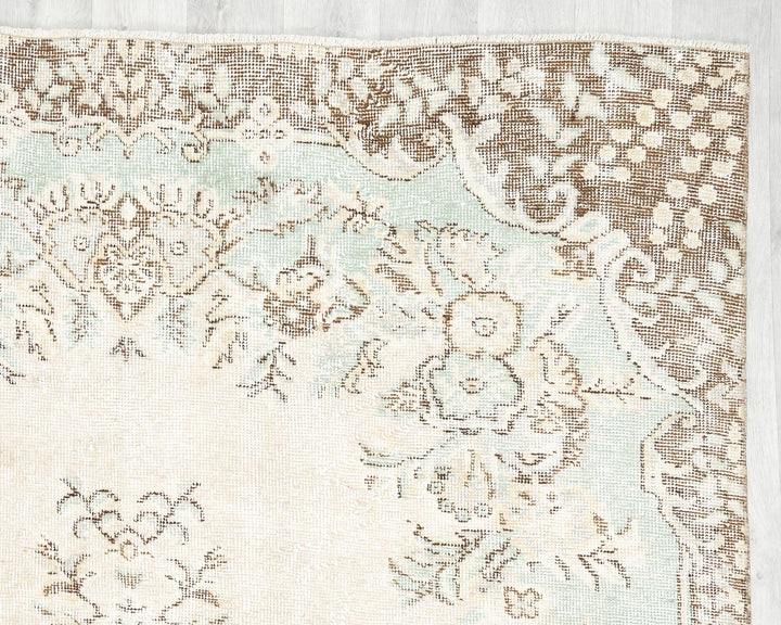 Beige Turkish Oushak Rug 5' 2" x 9' 2" Hand-Knotted | No. VR32459