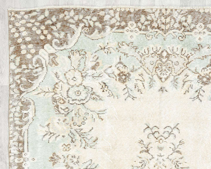 Beige Turkish Oushak Rug 5' 2" x 9' 2" Hand-Knotted | No. VR32459