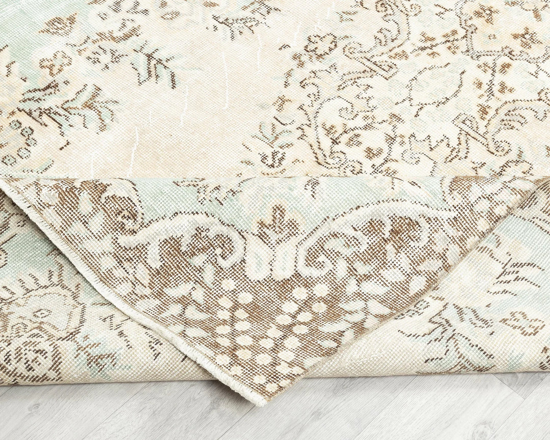 Beige Turkish Oushak Rug 5' 2" x 9' 2" Hand-Knotted | No. VR32459