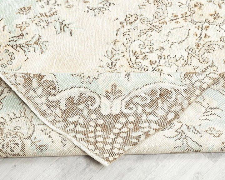 Beige Turkish Oushak Rug 5' 2" x 9' 2" Hand-Knotted | No. VR32459