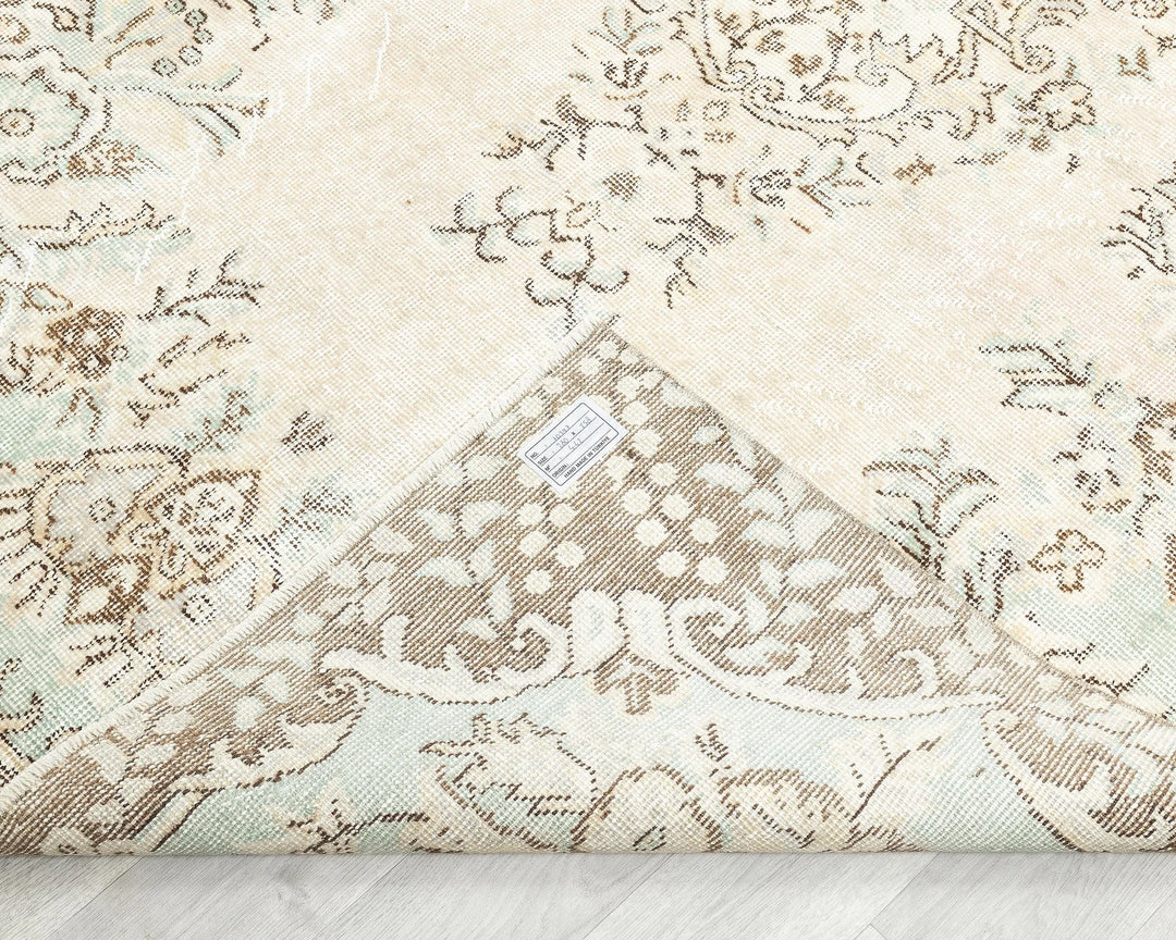 Beige Turkish Oushak Rug 5' 2" x 9' 2" Hand-Knotted | No. VR32459