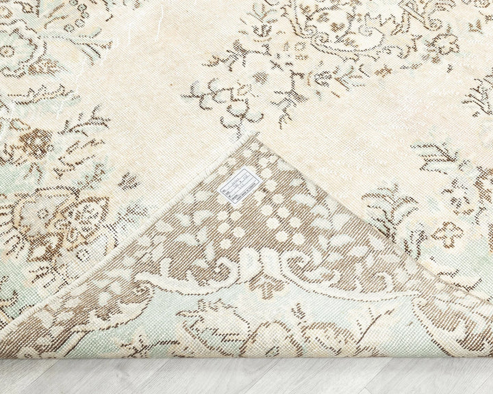 Beige Turkish Oushak Rug 5' 2" x 9' 2" Hand-Knotted | No. VR32459