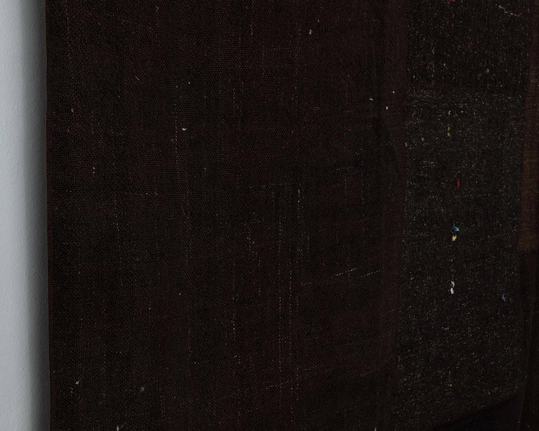 Brown Turkish Kilim Rug 10' x 13' Flat-Weave close-up