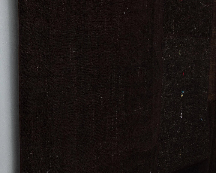Brown Turkish Kilim Rug 10' x 13' Flat-Weave close-up