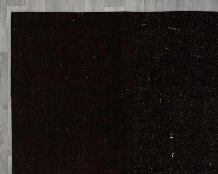 Brown Turkish Kilim Rug 10' x 13' Flat-Weave border