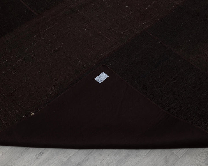 Brown Turkish Kilim Rug 10' x 13' Flat-Weave field