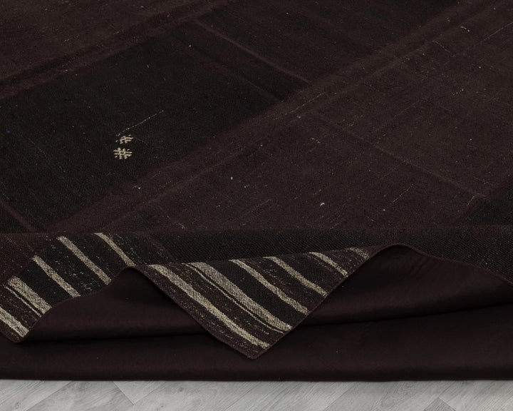 Brown Turkish Kilim Rug 10' x 13' Flat-Weave texture