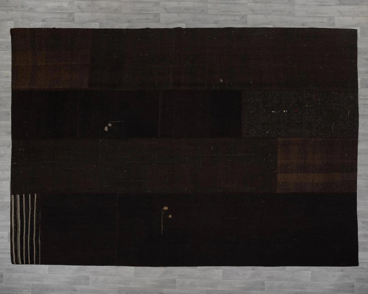 Brown Turkish Kilim Rug 10' x 13' Flat-Weave | No. VR32601