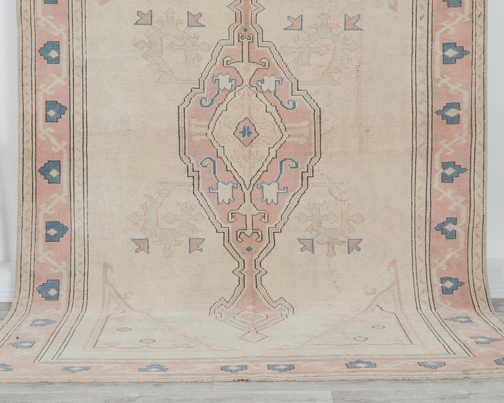 Beige Turkish Oushak Rug 6'3" x 9'2" Hand-Knotted | No. VR32890