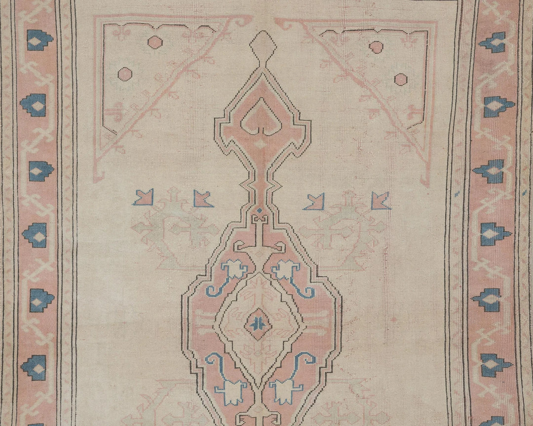 Beige Turkish Oushak Rug 6'3" x 9'2" Hand-Knotted | No. VR32890