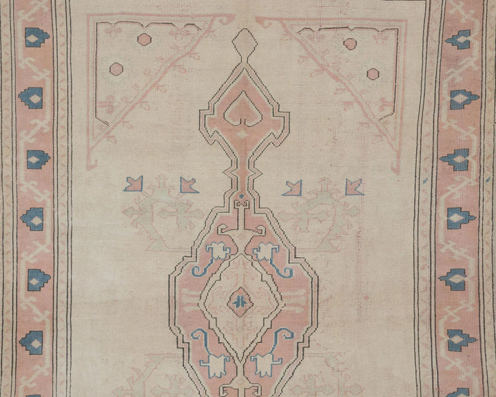 Beige Turkish Oushak Rug 6'3" x 9'2" Hand-Knotted | No. VR32890