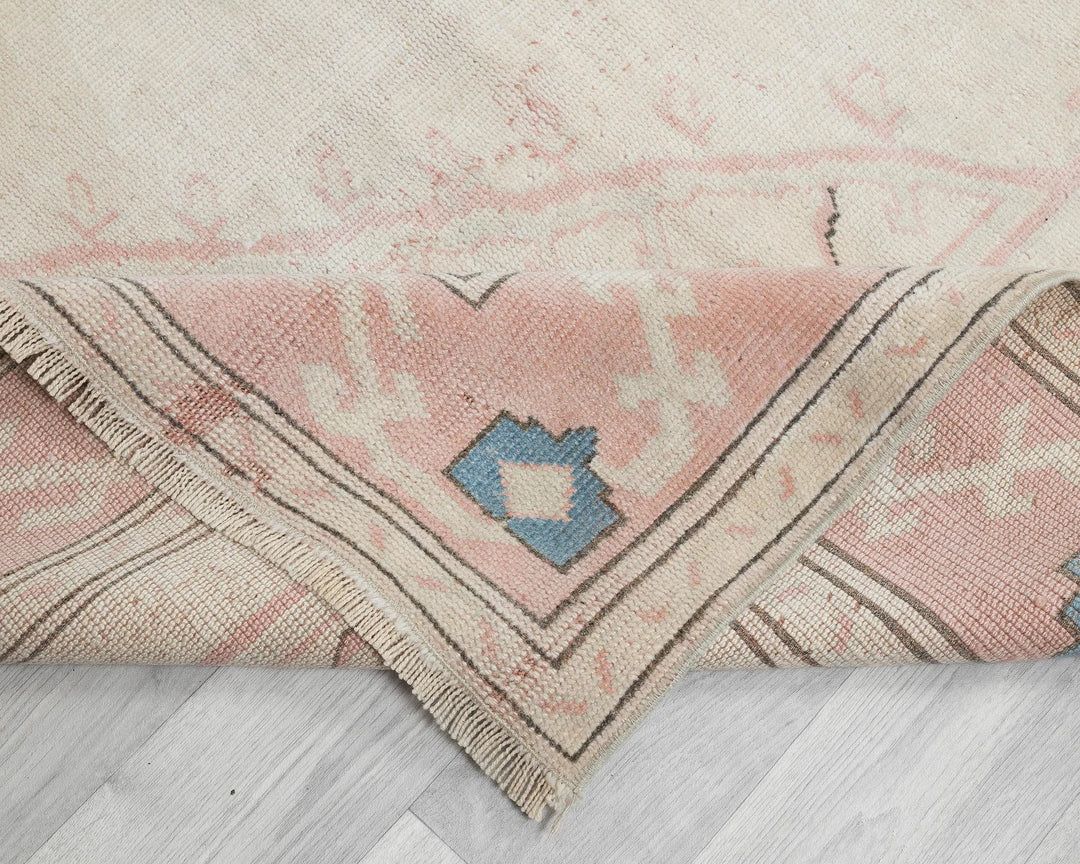Beige Turkish Oushak Rug 6'3" x 9'2" Hand-Knotted | No. VR32890