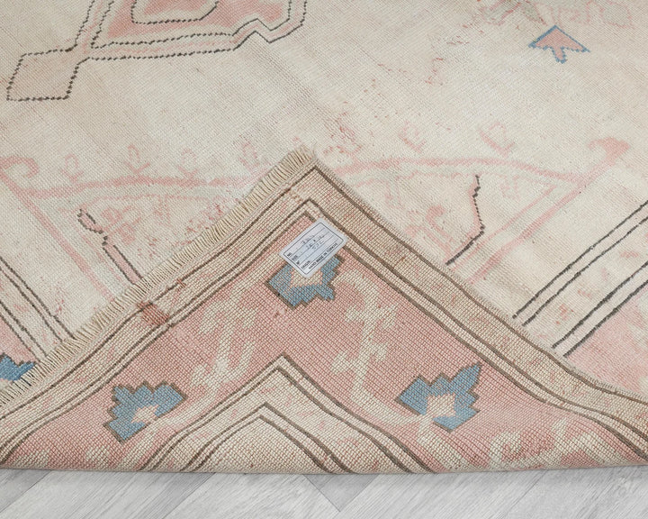 Beige Turkish Oushak Rug 6'3" x 9'2" Hand-Knotted | No. VR32890