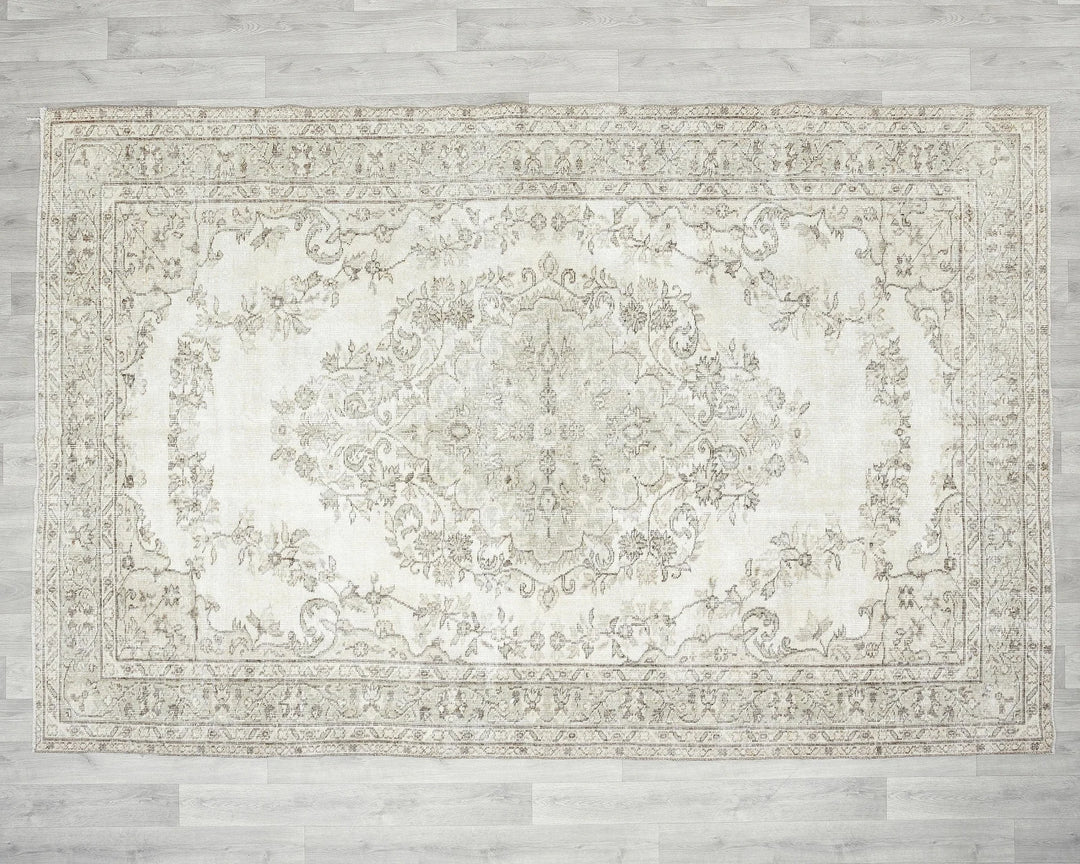 Beige Turkish Oushak Rug 6'1" x 9'5" Hand-Knotted view 9
