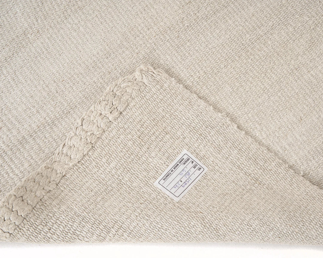 White Turkish Kilim Rug 9' x 5' Flat-Weave | No. VR33286