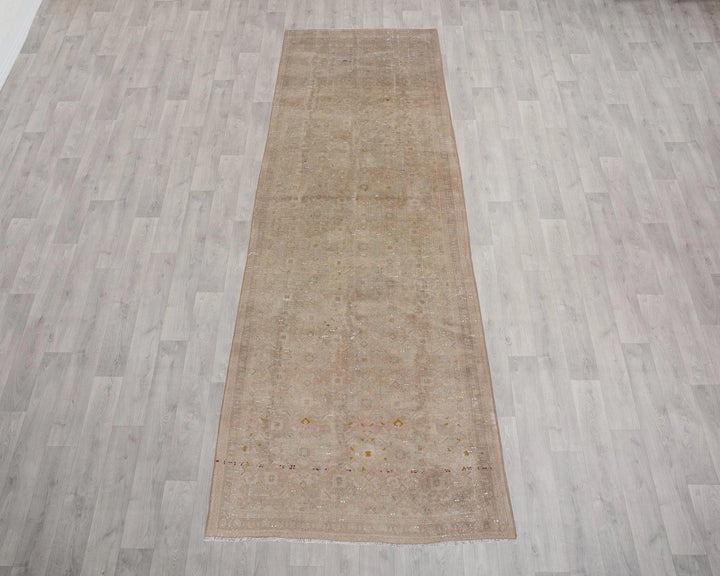 Beige Turkish Oushak Rug 3'6" x 11'8" Hand-Knotted | No. VR33675