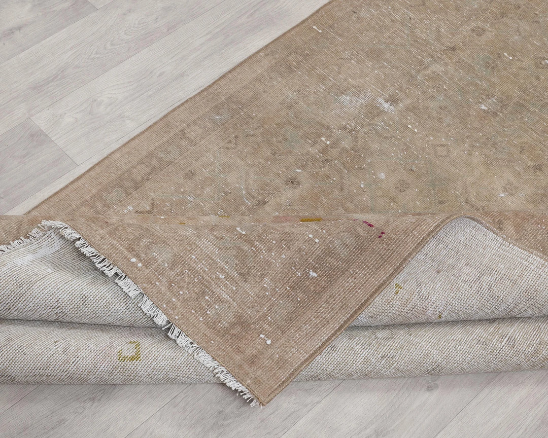Beige Turkish Oushak Rug 3'6" x 11'8" Hand-Knotted | No. VR33675