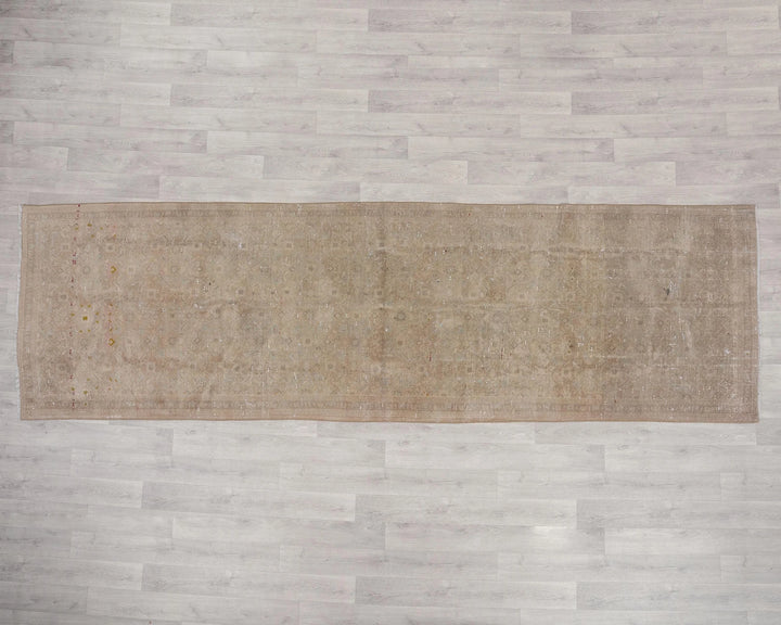 Beige Turkish Oushak Rug 3'6" x 11'8" Hand-Knotted | No. VR33675