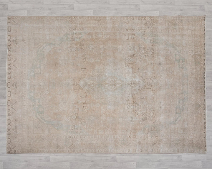 Beige Turkish Oushak Rug 9' 4" x 12' 10" Hand-Knotted | No. VR33762