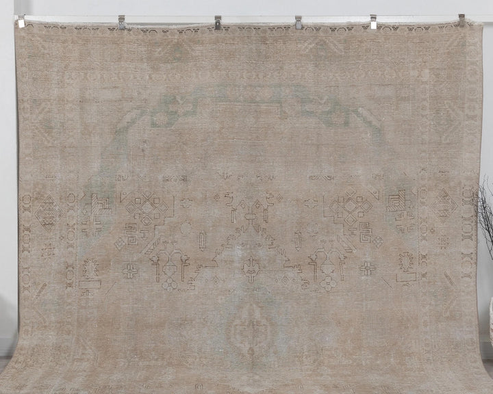Beige Turkish Oushak Rug 9' 4" x 12' 10" Hand-Knotted | No. VR33762
