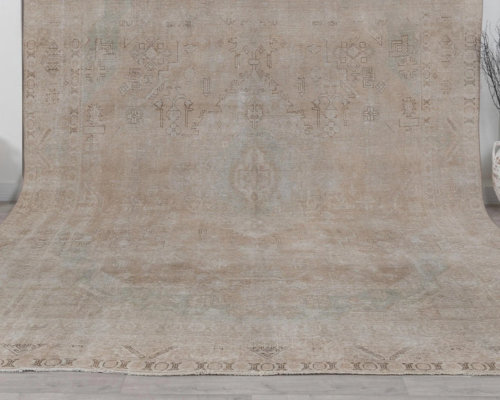 Beige Turkish Oushak Rug 9' 4" x 12' 10" Hand-Knotted | No. VR33762