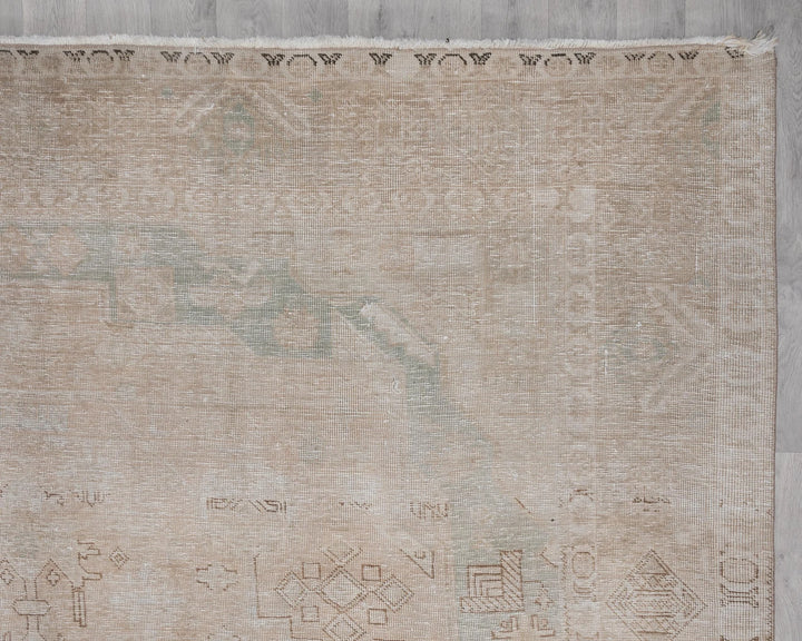 Beige Turkish Oushak Rug 9' 4" x 12' 10" Hand-Knotted | No. VR33762