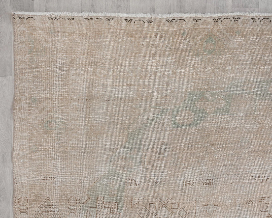 Beige Turkish Oushak Rug 9' 4" x 12' 10" Hand-Knotted | No. VR33762