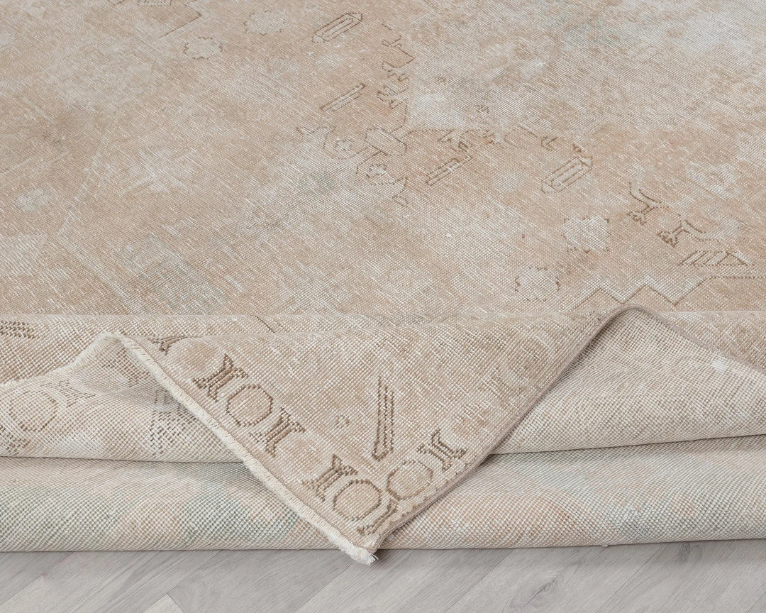 Beige Turkish Oushak Rug 9' 4" x 12' 10" Hand-Knotted | No. VR33762