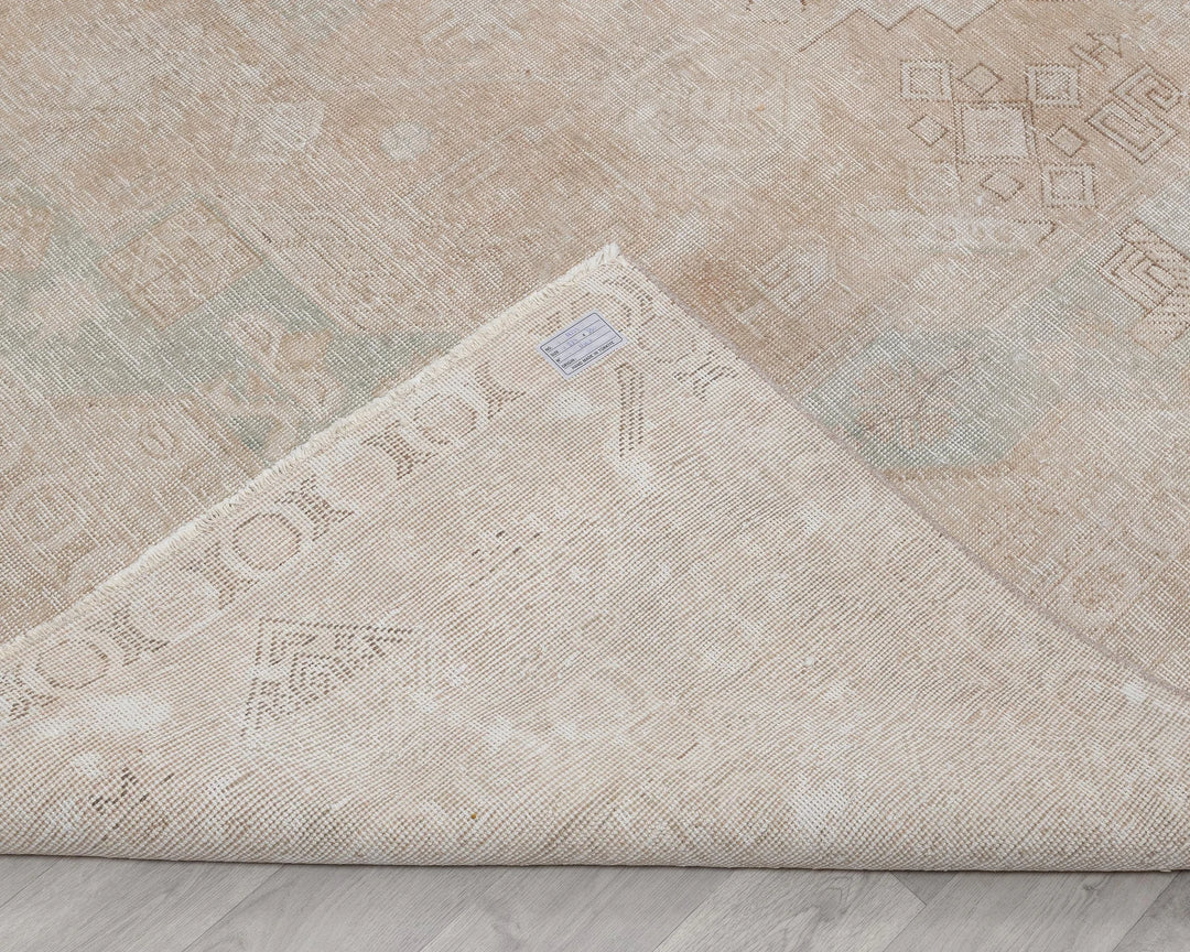 Beige Turkish Oushak Rug 9' 4" x 12' 10" Hand-Knotted | No. VR33762