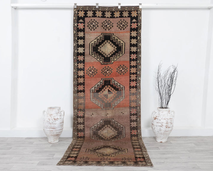 Multicolor Turkish Oushak Rug 3' 5" x 10' 1" Hand-Knotted | No. VR33802