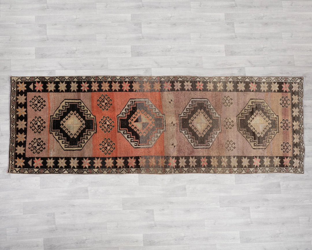 Multicolor Turkish Oushak Rug 3' 5" x 10' 1" Hand-Knotted | No. VR33802