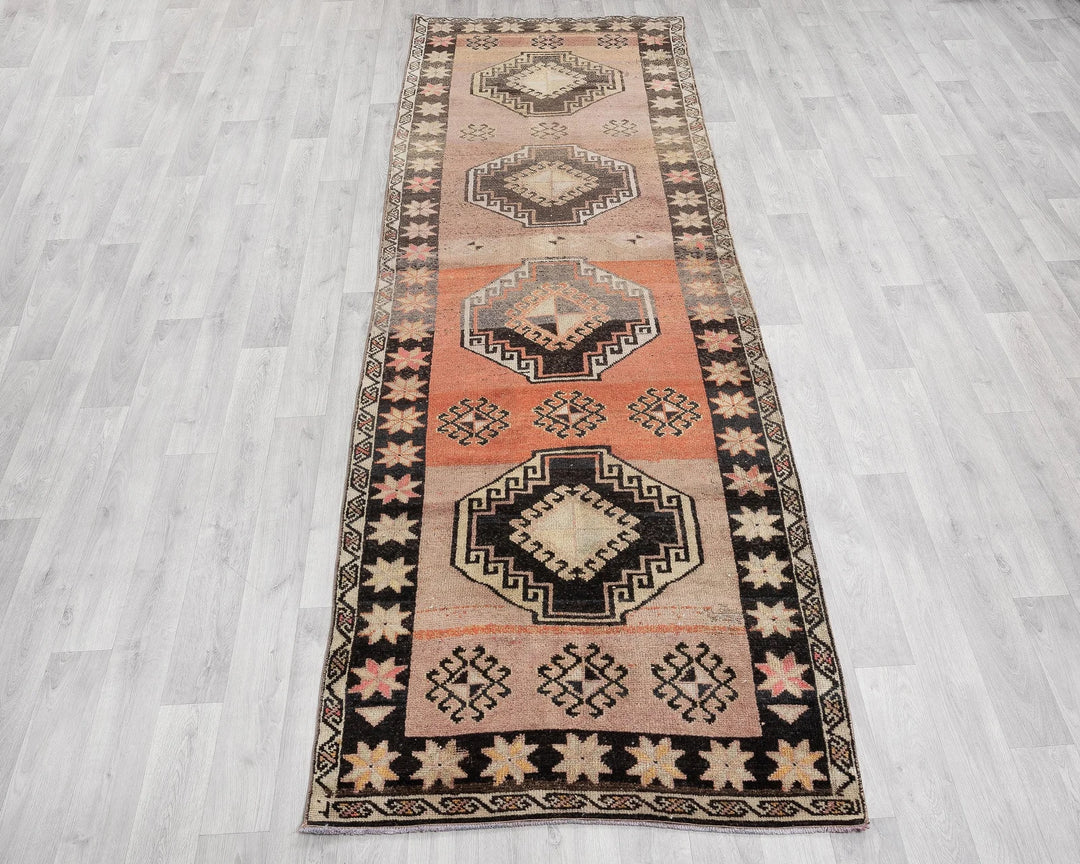 Multicolor Turkish Oushak Rug 3' 5" x 10' 1" Hand-Knotted | No. VR33802