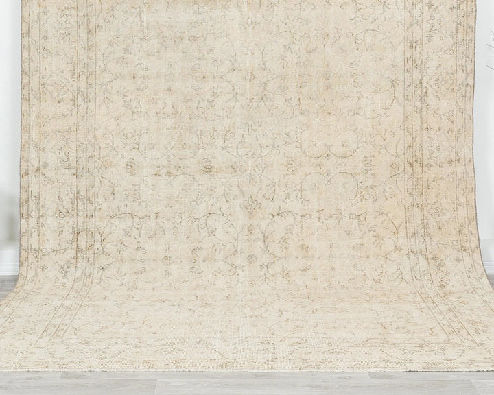Beige Turkish Oushak Rug 6' 10" x 10' Hand-Knotted | No. VR33810
