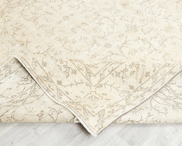 Beige Turkish Oushak Rug 6' 10" x 10' Hand-Knotted | No. VR33810
