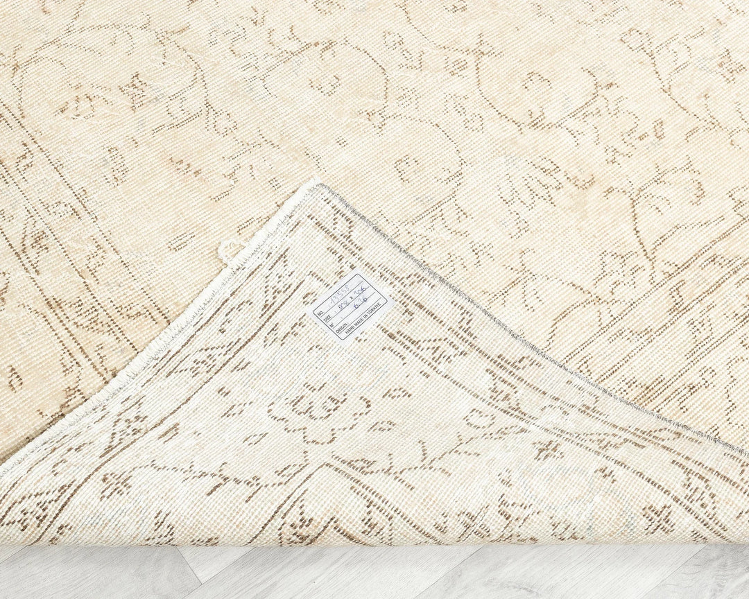 Beige Turkish Oushak Rug 6' 10" x 10' Hand-Knotted | No. VR33810
