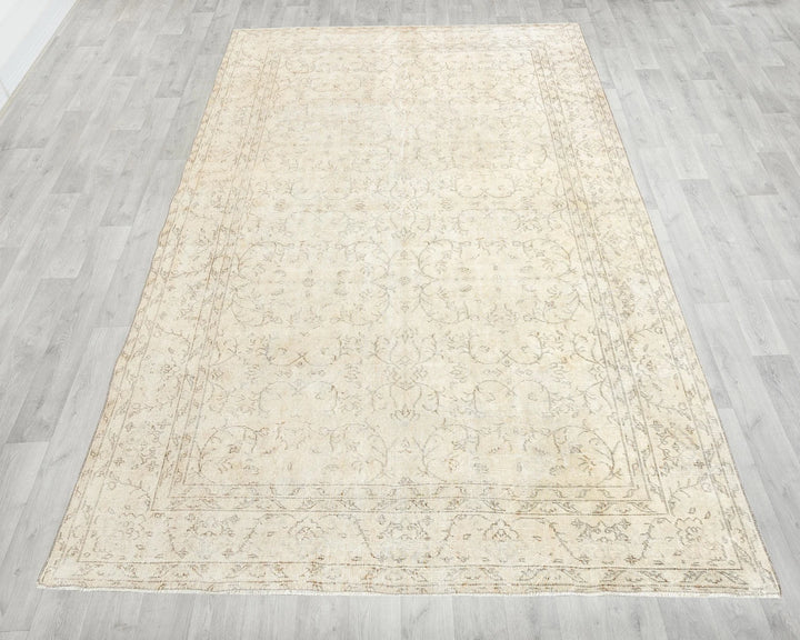 Beige Turkish Oushak Rug 6' 10" x 10' Hand-Knotted | No. VR33810