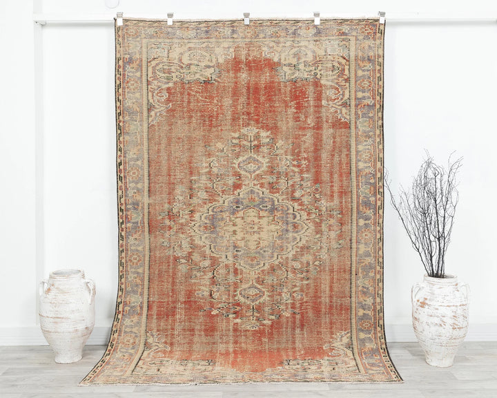 Multicolor Turkish Oushak Rug 5' 7" x 8' 5" Hand-Knotted | No. VR33972