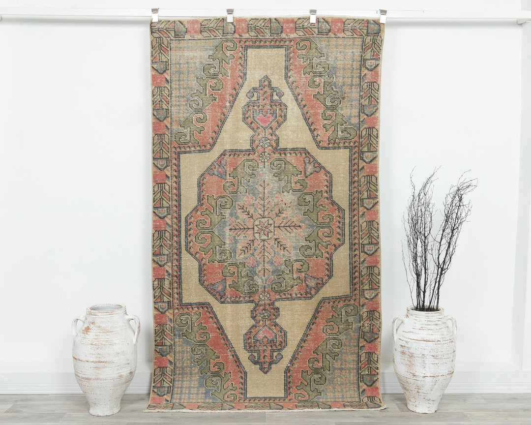 Multicolor Turkish Oushak Rug 4'1" x 7'3" Hand-Knotted | No. VR34406
