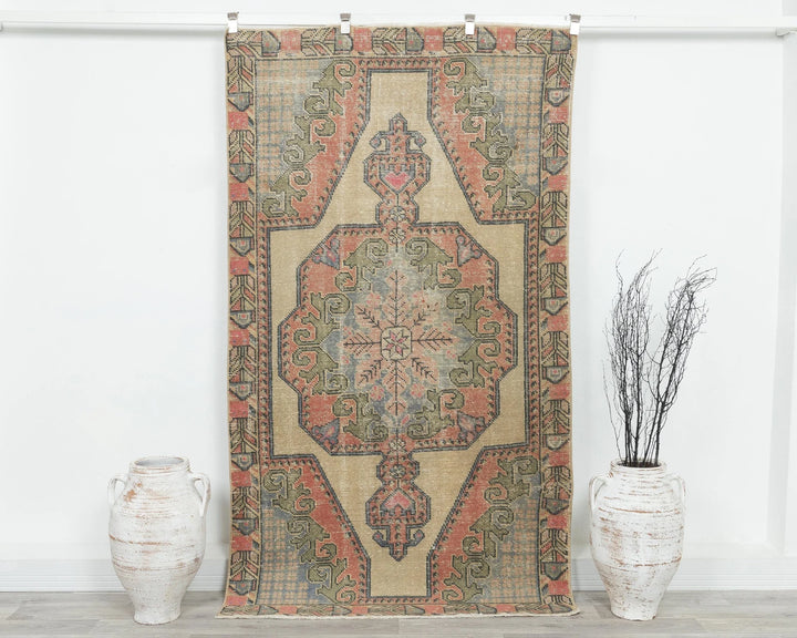 Multicolor Turkish Oushak Rug 4'1" x 7'3" Hand-Knotted | No. VR34406