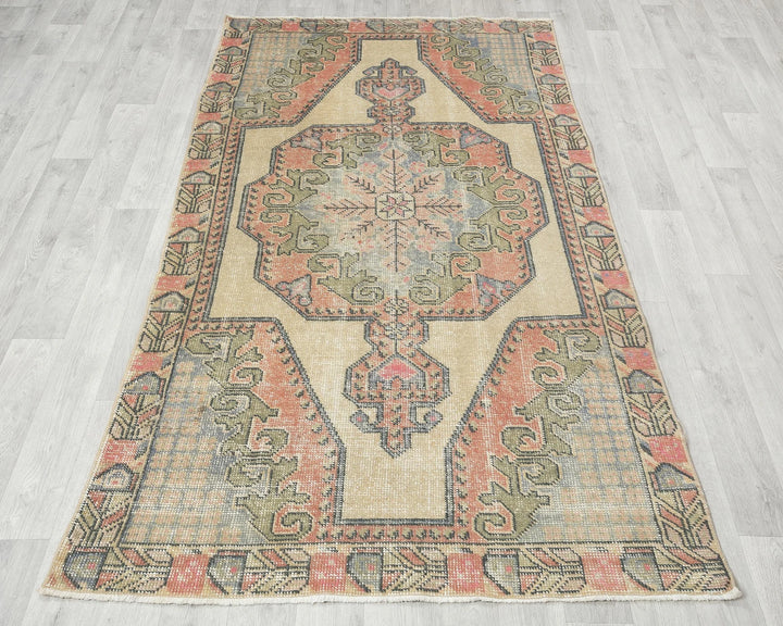 Multicolor Turkish Oushak Rug 4'1" x 7'3" Hand-Knotted | No. VR34406