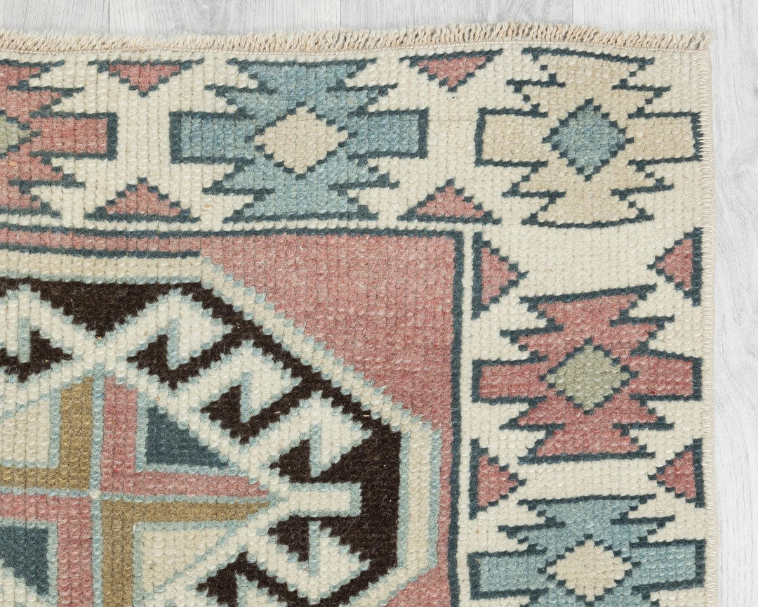 Multicolor Turkish Oushak Rug 2'2" x 8'10" Hand-Knotted | No. VR34544