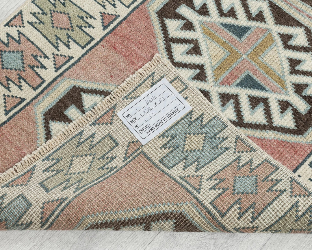 Multicolor Turkish Oushak Rug 2'2" x 8'10" Hand-Knotted | No. VR34544