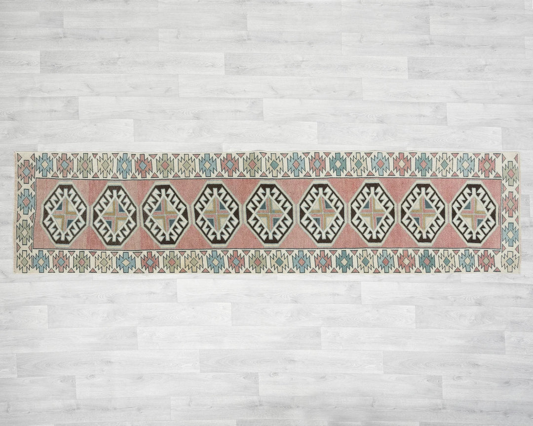 Multicolor Turkish Oushak Rug 2'2" x 8'10" Hand-Knotted | No. VR34544