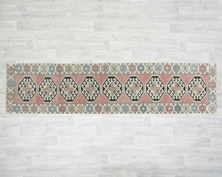 Multicolor Turkish Oushak Rug 2'2" x 8'10" Hand-Knotted | No. VR34544