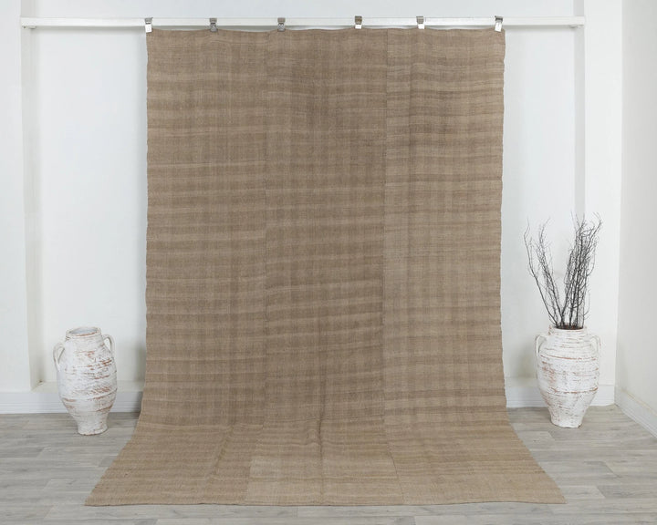 Beige Turkish Kilim Rug 6' x 9' Flat-Weave