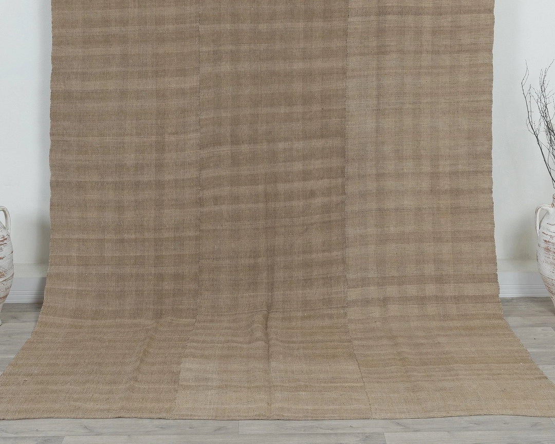 Beige Turkish Kilim Rug 6' x 9' Flat-Weave detail
