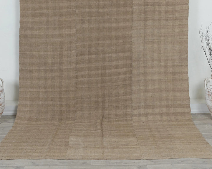 Beige Turkish Kilim Rug 6' x 9' Flat-Weave detail