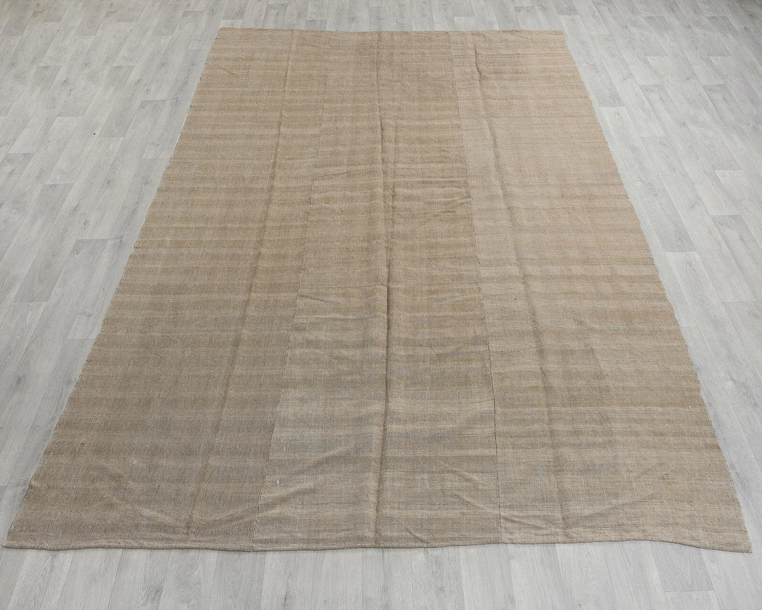 Beige Turkish Kilim Rug 6' x 9' Flat-Weave reverse